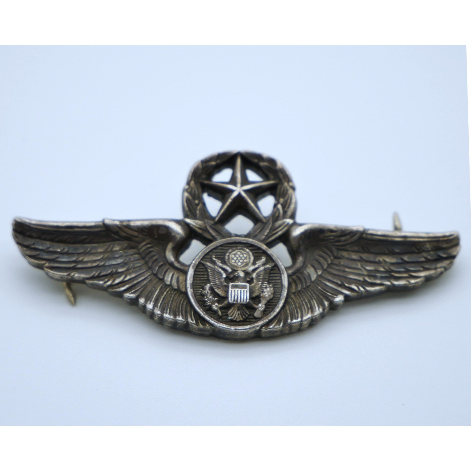 Vintage NS Meyer Sterling WW2  Senior Pilot Wings Pin US Military Insignia