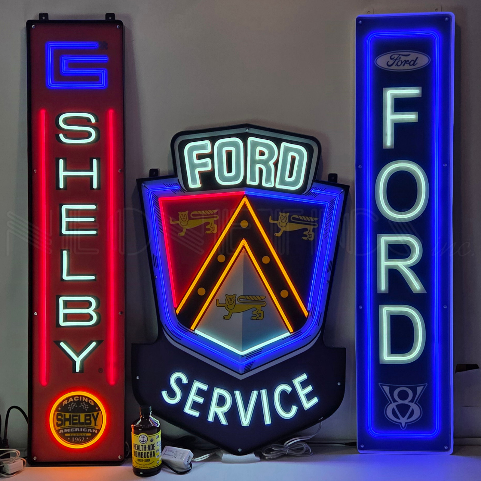 Huge 3 Ford Shelby Sign Flex LED Neon Steel Case  Garage wall lamp collection
