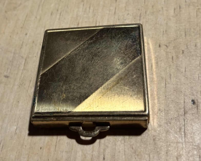 Powder Makeup Compact Vtg Kotler & Kopit Gold Tone Satin Polished 1930's