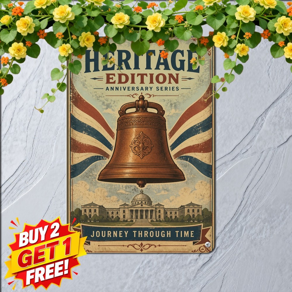 Patriotic USA Nation Journey Tin Sign Historic Rooms Milestone Wall Plaque