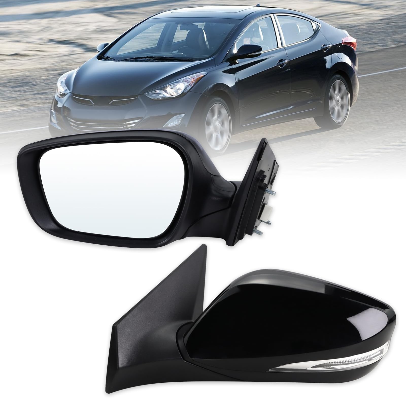 Lqito Left Driver Side Mirror for 2011-2013 Hyundai Elantra Black Heated Power