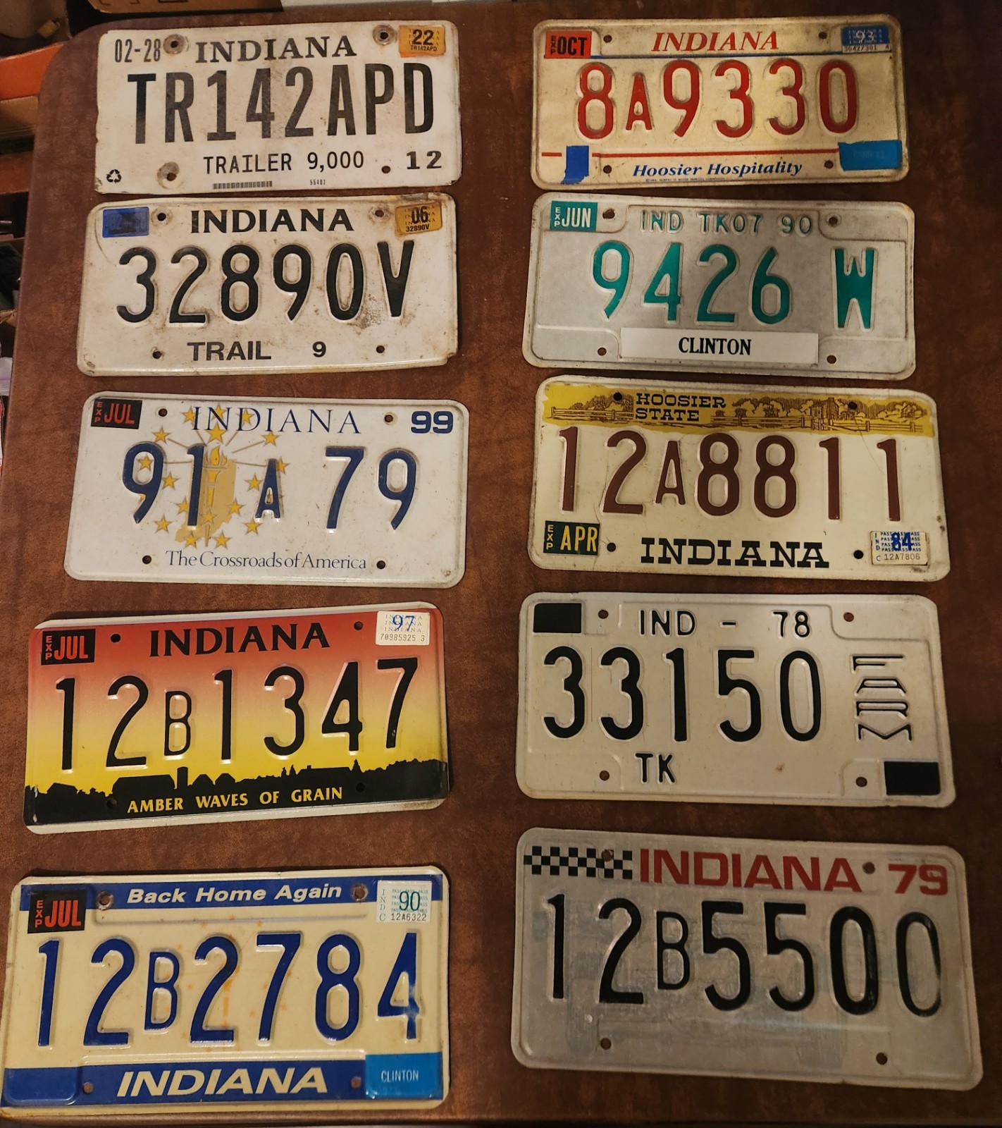 10 Vintage Indiana License Plate Lot Tag Mancave Wall Decor Project Art 70 80 90