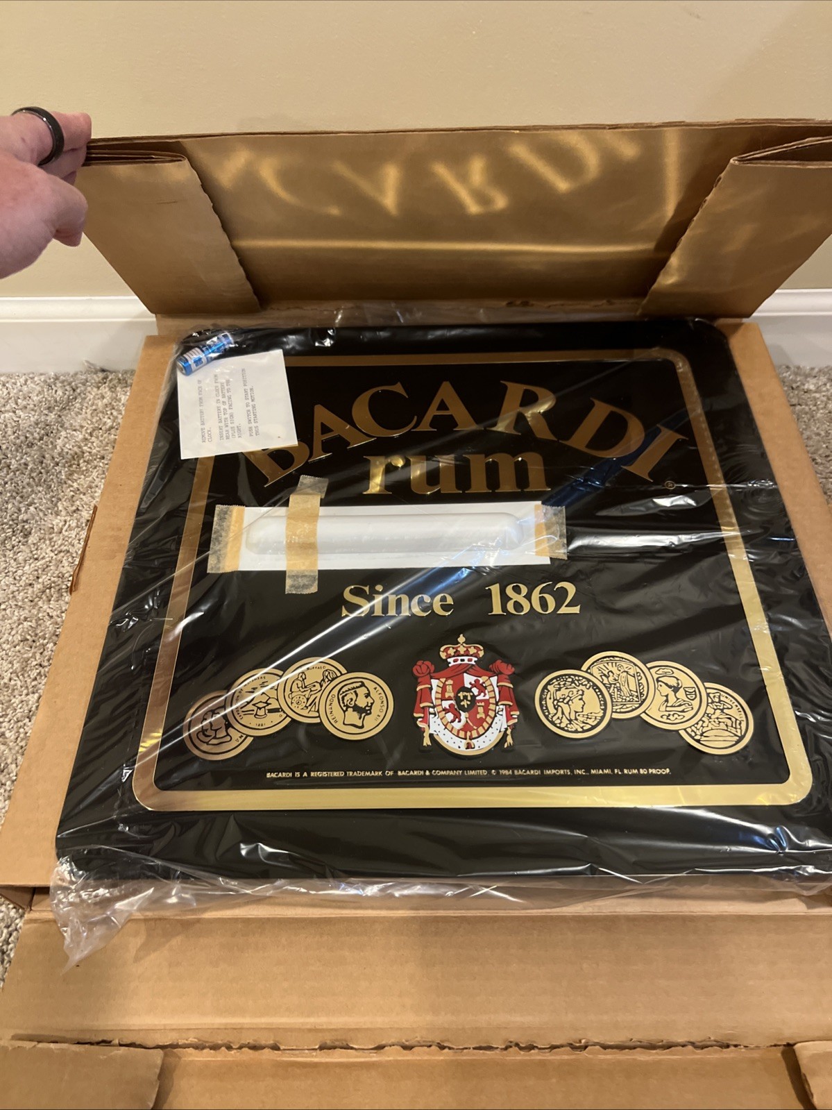 Vintage Bacardi Rum bar sign clock bar rare since 1862 mancave beer 17x17 