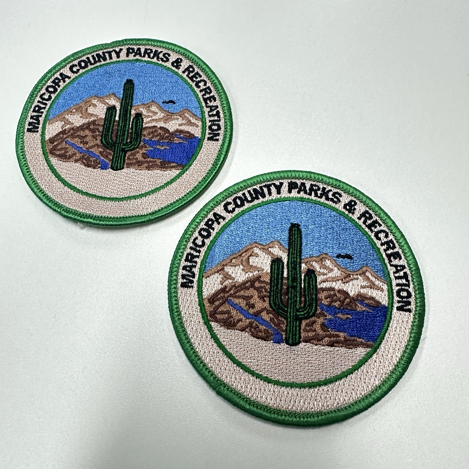 Vintage Maricopa County Parks & Recreation Patch Lot of 2 Arizona Saguaro Woven