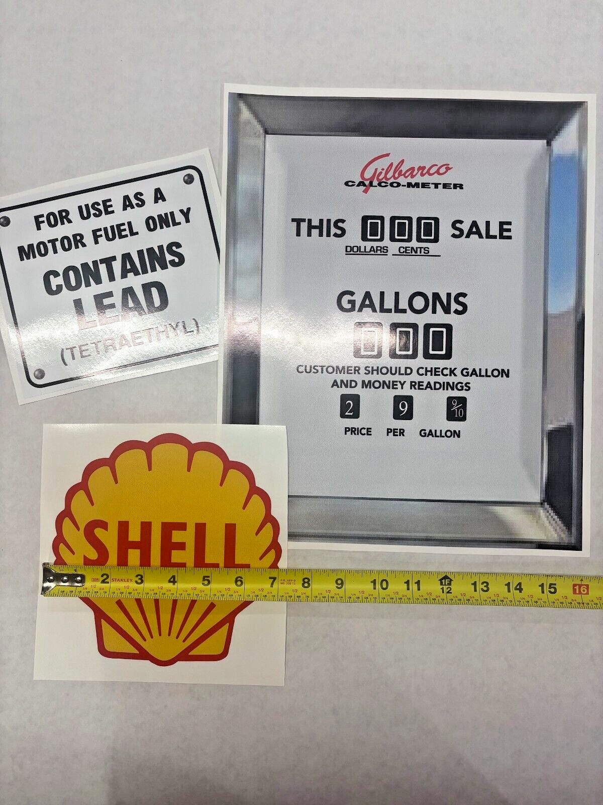 SHELL Gas Pump Vintage Sticker kit for Door Mural/Fridge Wrap great 4  Man Cave