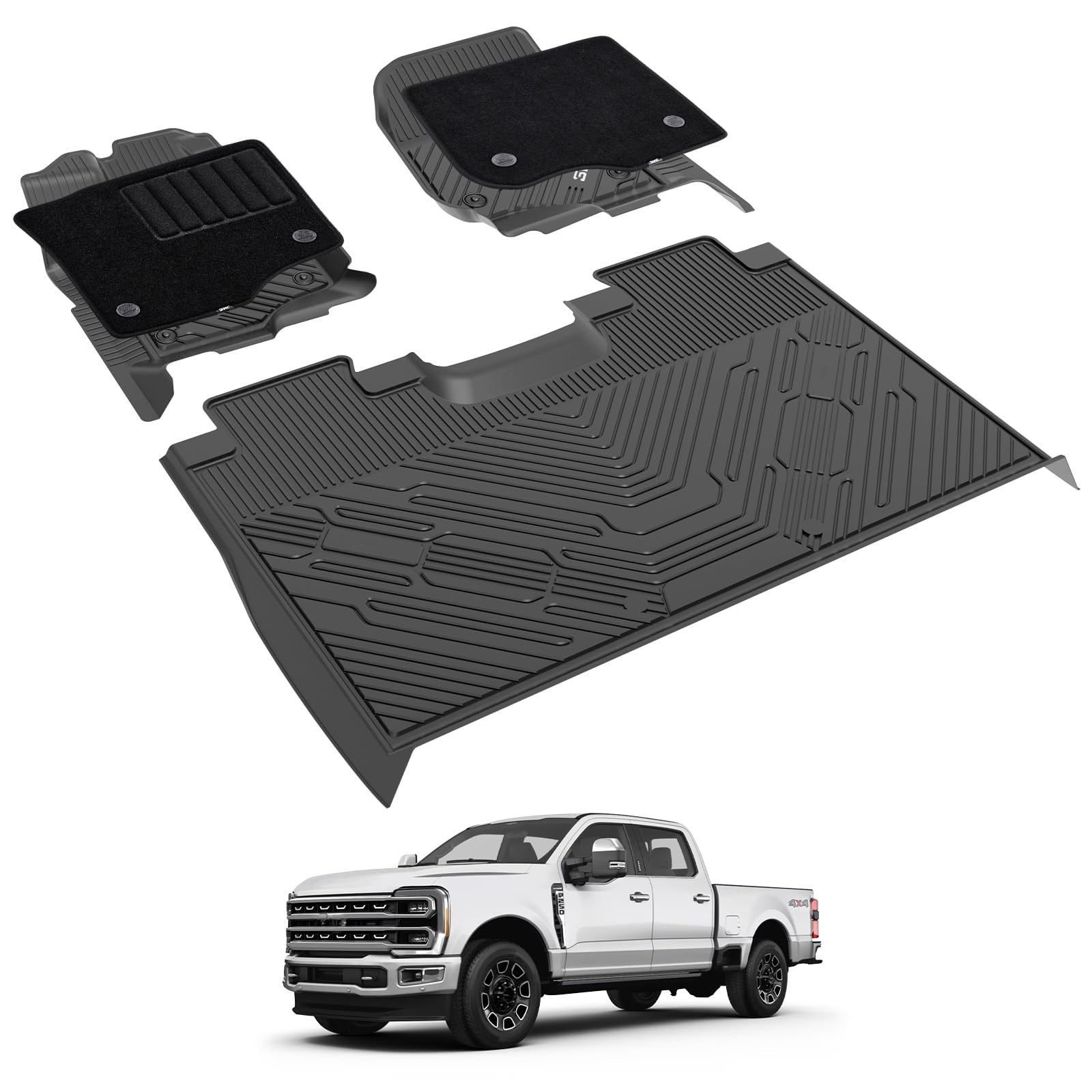 3W Floor Mats & Front Carpet Fit for Ford F150/F-150 Lighting SuperCrew Cab 2...