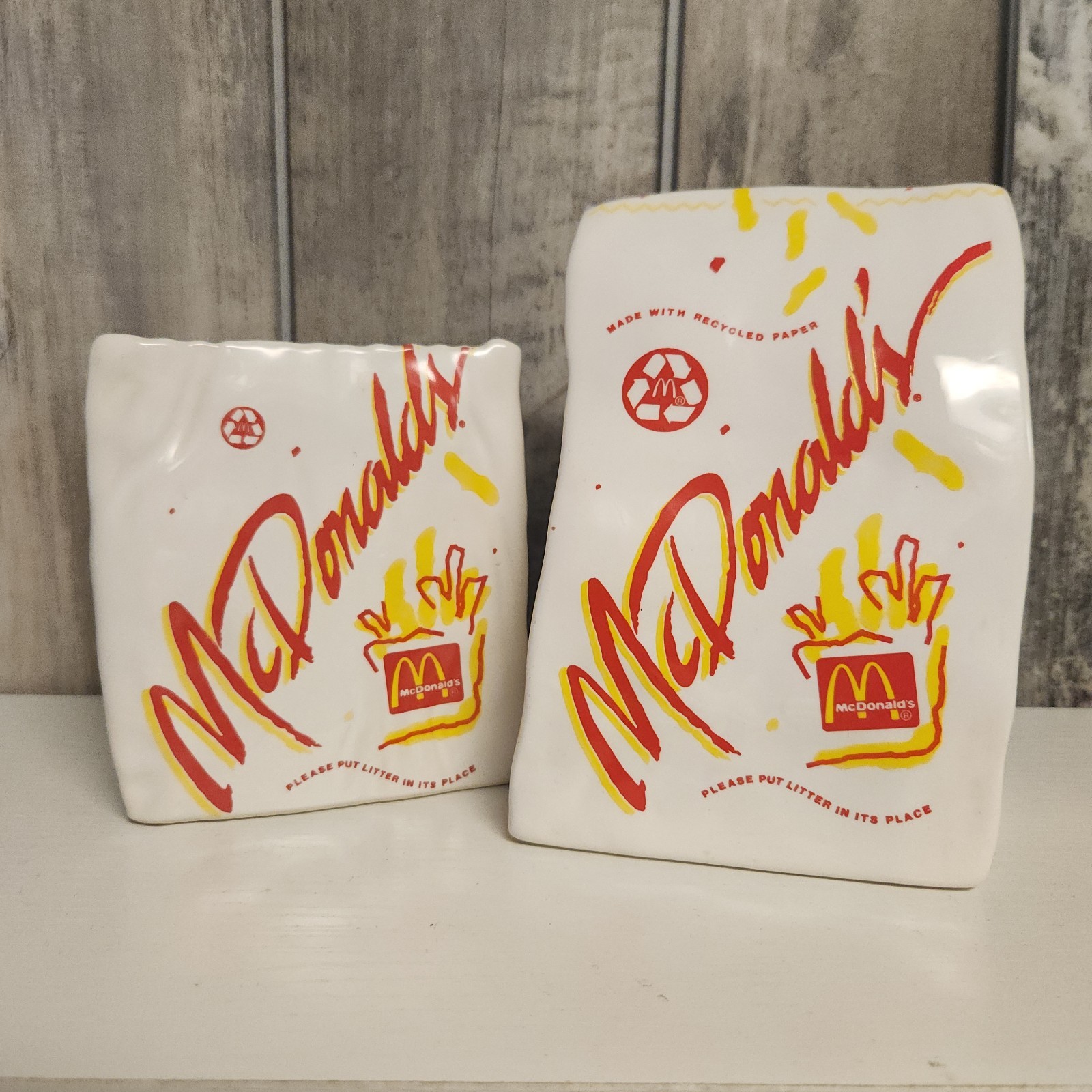 VTG McDonald\'s Ceramic Coin Piggy Bank & Pen Holder French Fries 90s Fast Food