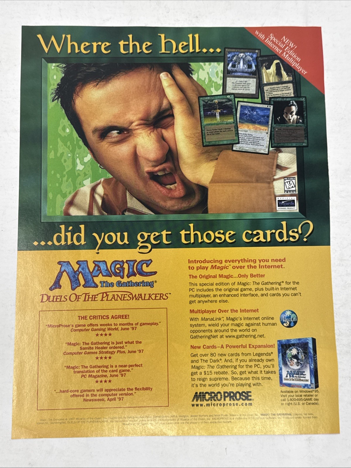 1998 Magic The Gathering MTG Print Ad Magazine Pull Duels of the Planeswalkers