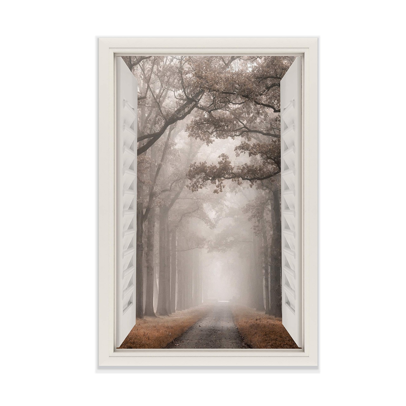 Renditions Gallery Open Window View of Misty Road Gallery Wrapped Canvas Wall