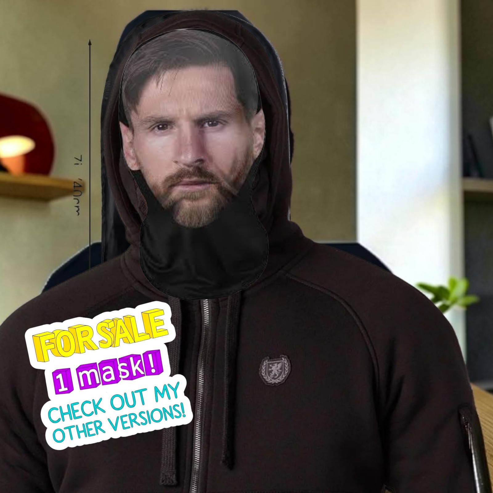Lionel Messi Face Mask Realistic 3D Print Soccer Balaclava Mask Prop World Cup⚽️
