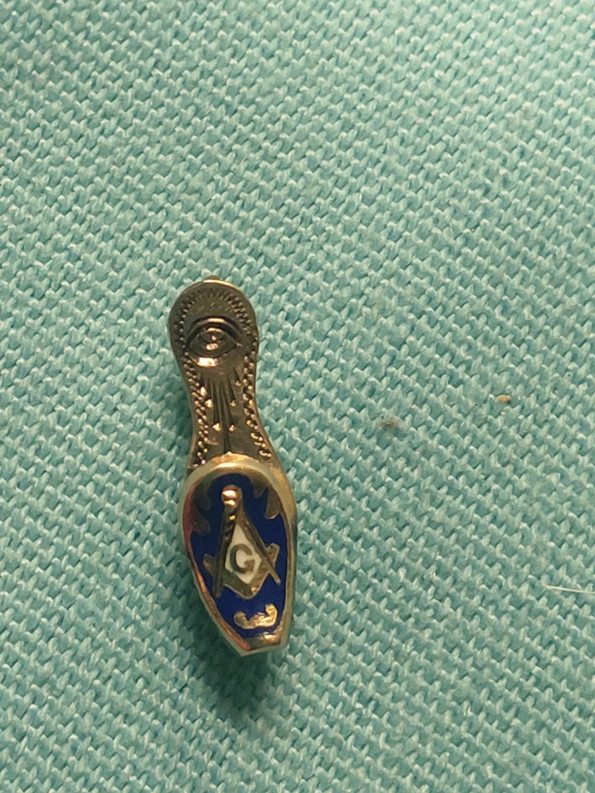 Vtg Masonic All Seeing Eye 10k Gold Widow Blue Slipper Enamel Pin  1/2g 3/4\
