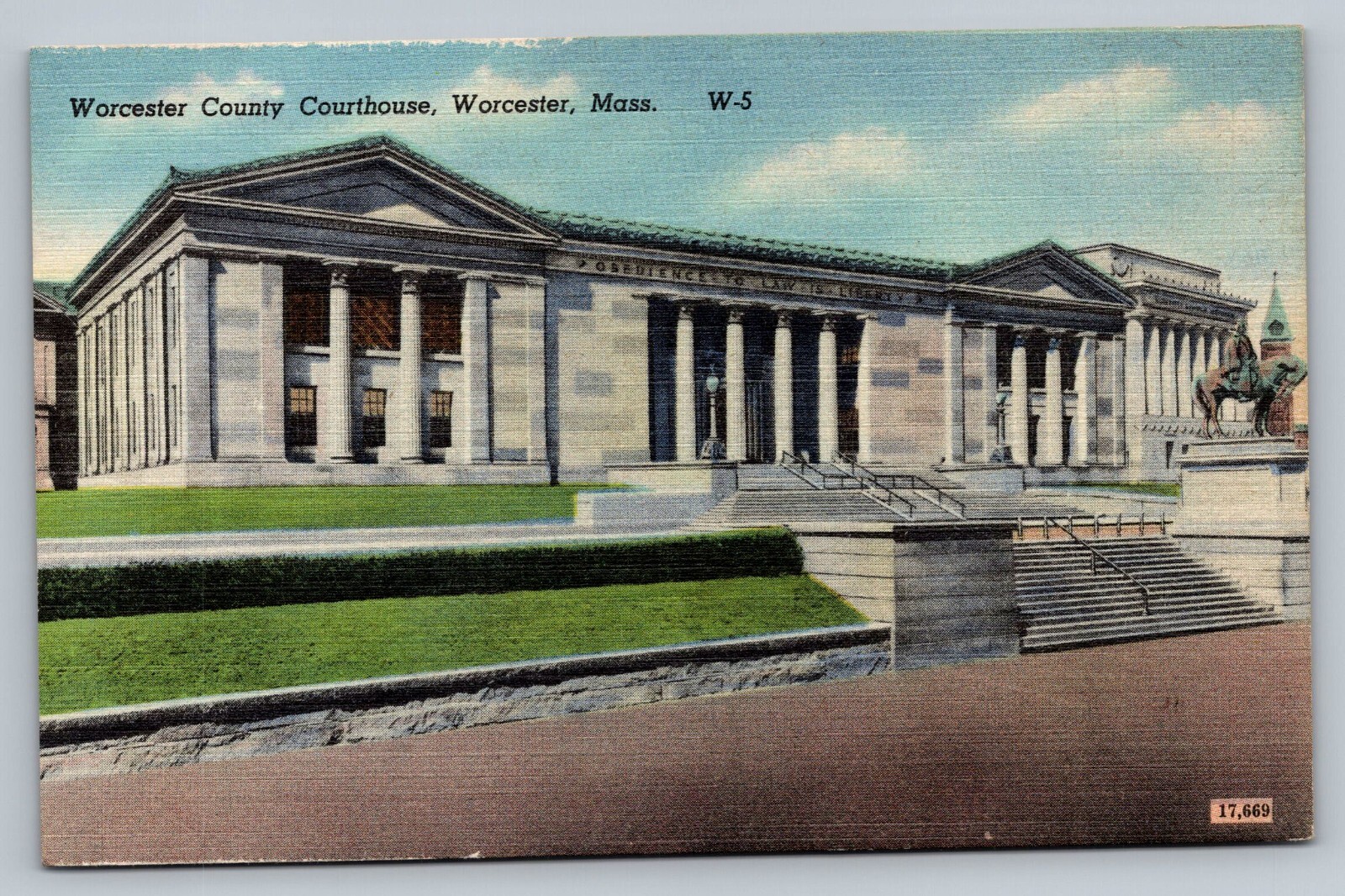 Worcester Couty Courthouse Worcester Massachusetts MA c1930 Vintage Postcard