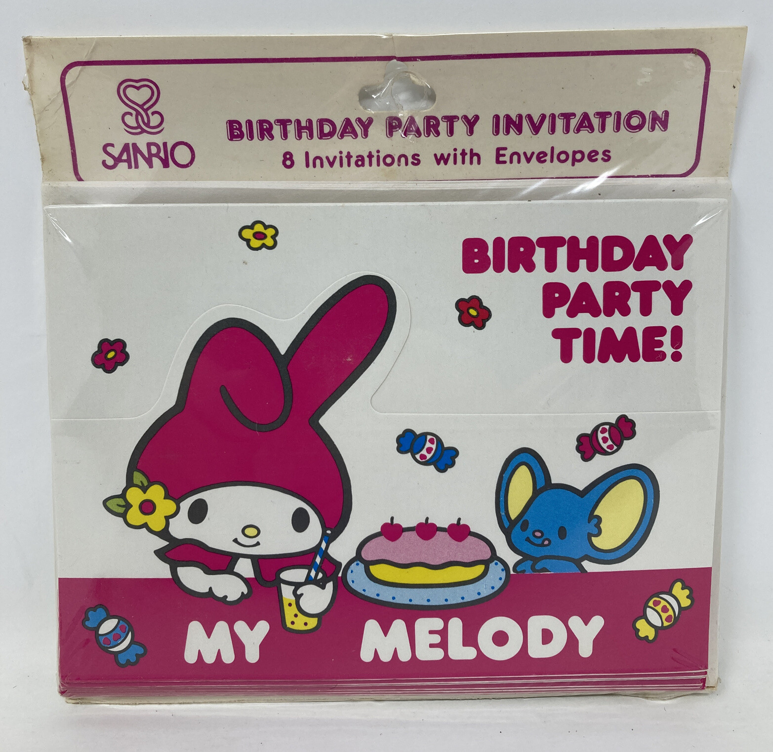 VTG NOS MY MELODY Birthday Party Invitations - 8 Pack - Sanrio 1984 - Sealed 