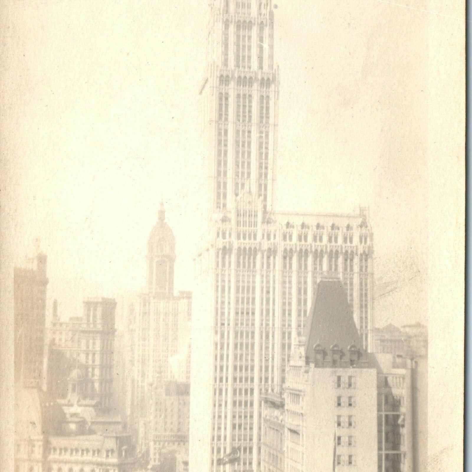 c1920s New York City Woolworth Building RPPC Real Photo Broadway Skyline NY