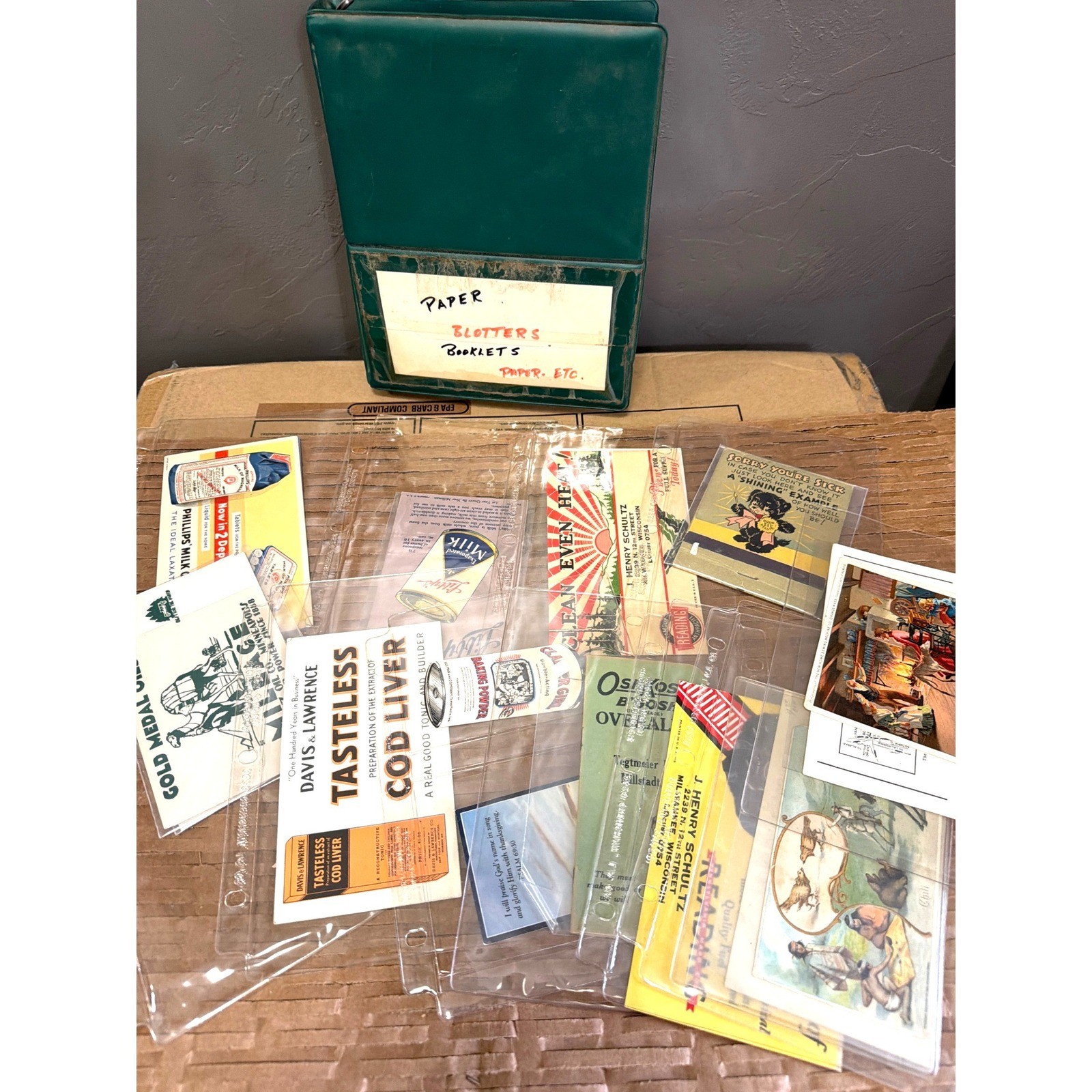 Vintage Ephemera Binder Lot 1900s-1950s Advertising Blotters OshKosh Railroad