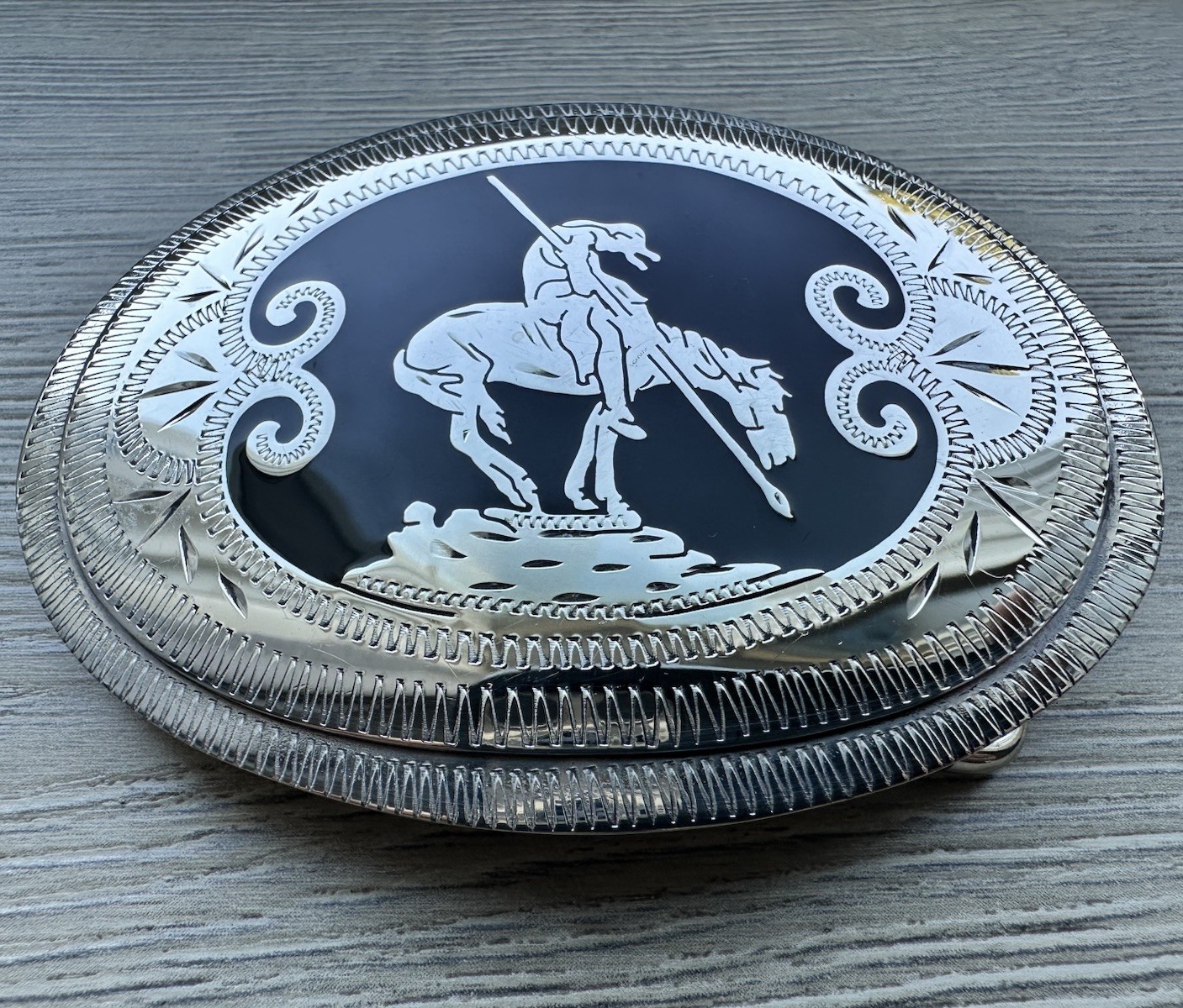 End of the Trail Belt Buckle Handcrafted Denver Colo Western 4” x 3”