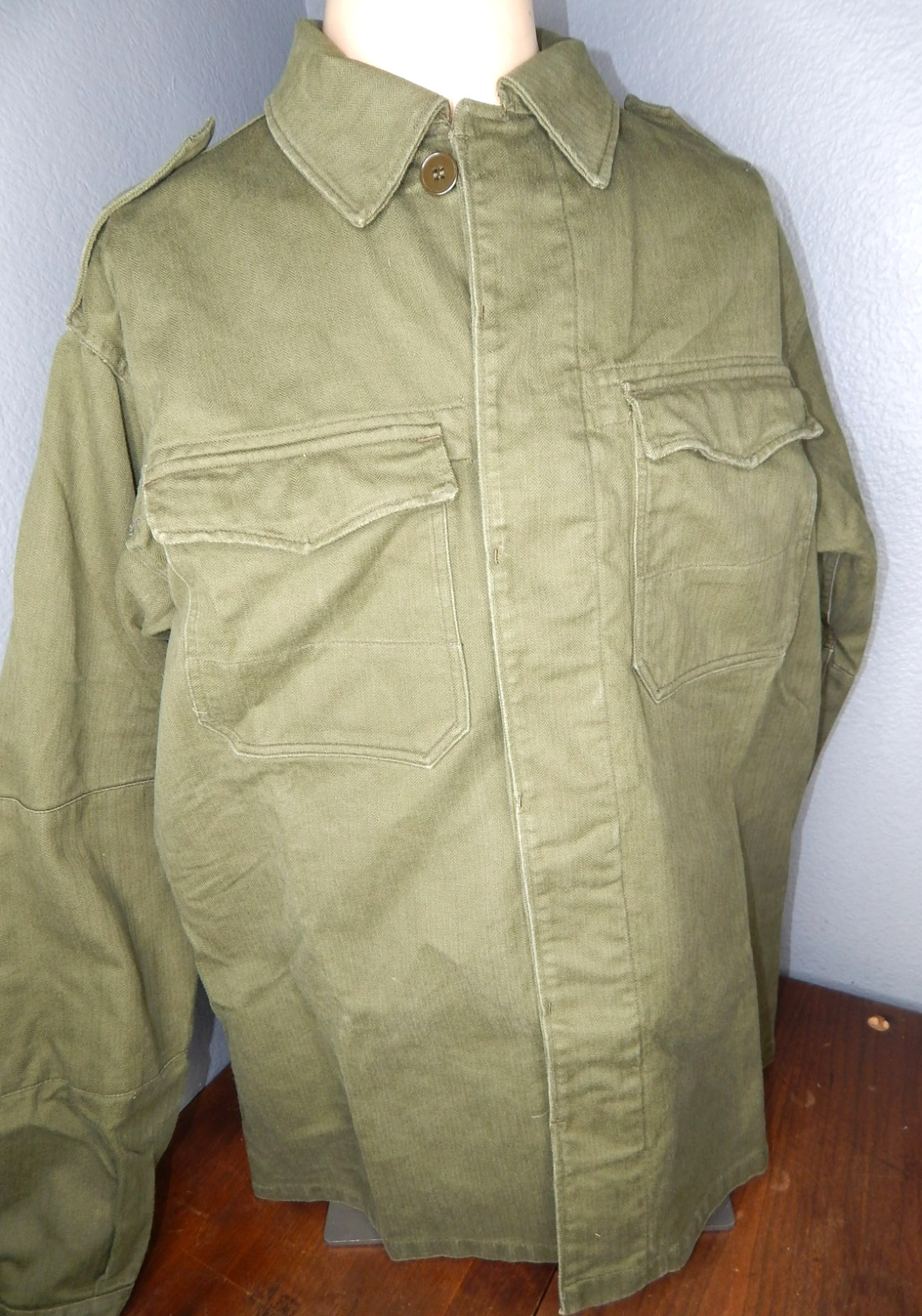 vtg 60s 1962 Seyntex Belgian Army Field Jacket Shirt Fatigue Uniform Belgium 14