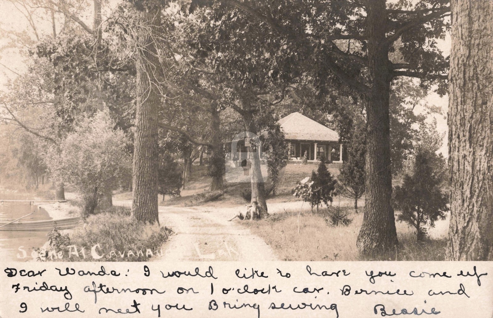 Scene at Cavanaugh Lake MI Michigan 1906 RPPC Photo Postcard COPY