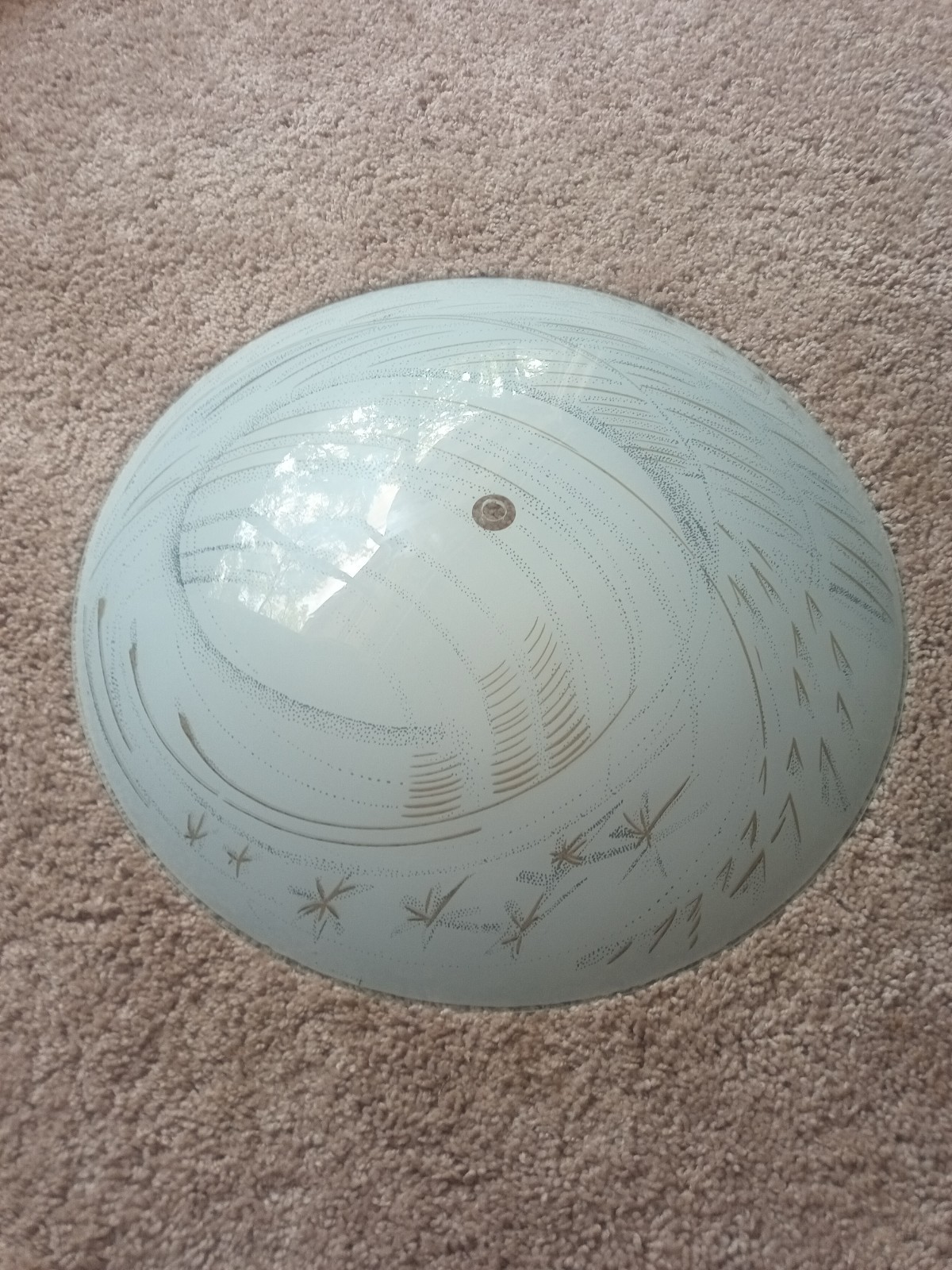 Vtg 1964 MCM Atomic Starburst Glass Ceiling Light Shade 18