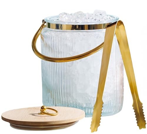 Le'raze Glass Ice Bucket with Airtight Lid (New)