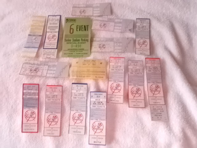 NEW YORK YANKEES-16 ITEMS-- 1986-98-14 TICKET STUBS-1 STADIUM CLUB PASS-1 PARK