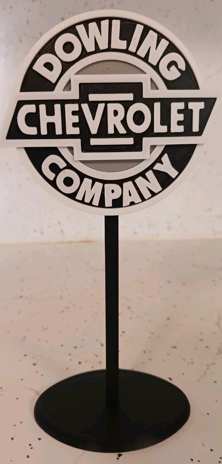 Chevrolet Dealership Sign From Columbia, Tennessee. 3d Printed Miniature Diorama