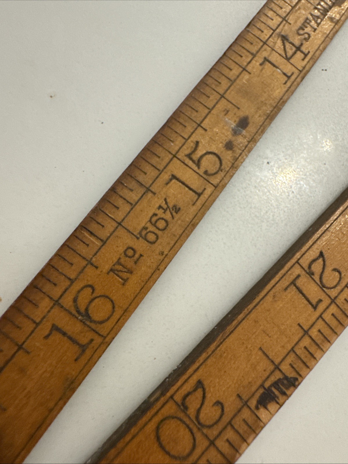 Stanley Vintage Original No. 66 1/2 Wooden Folding Rule Measuring Tool