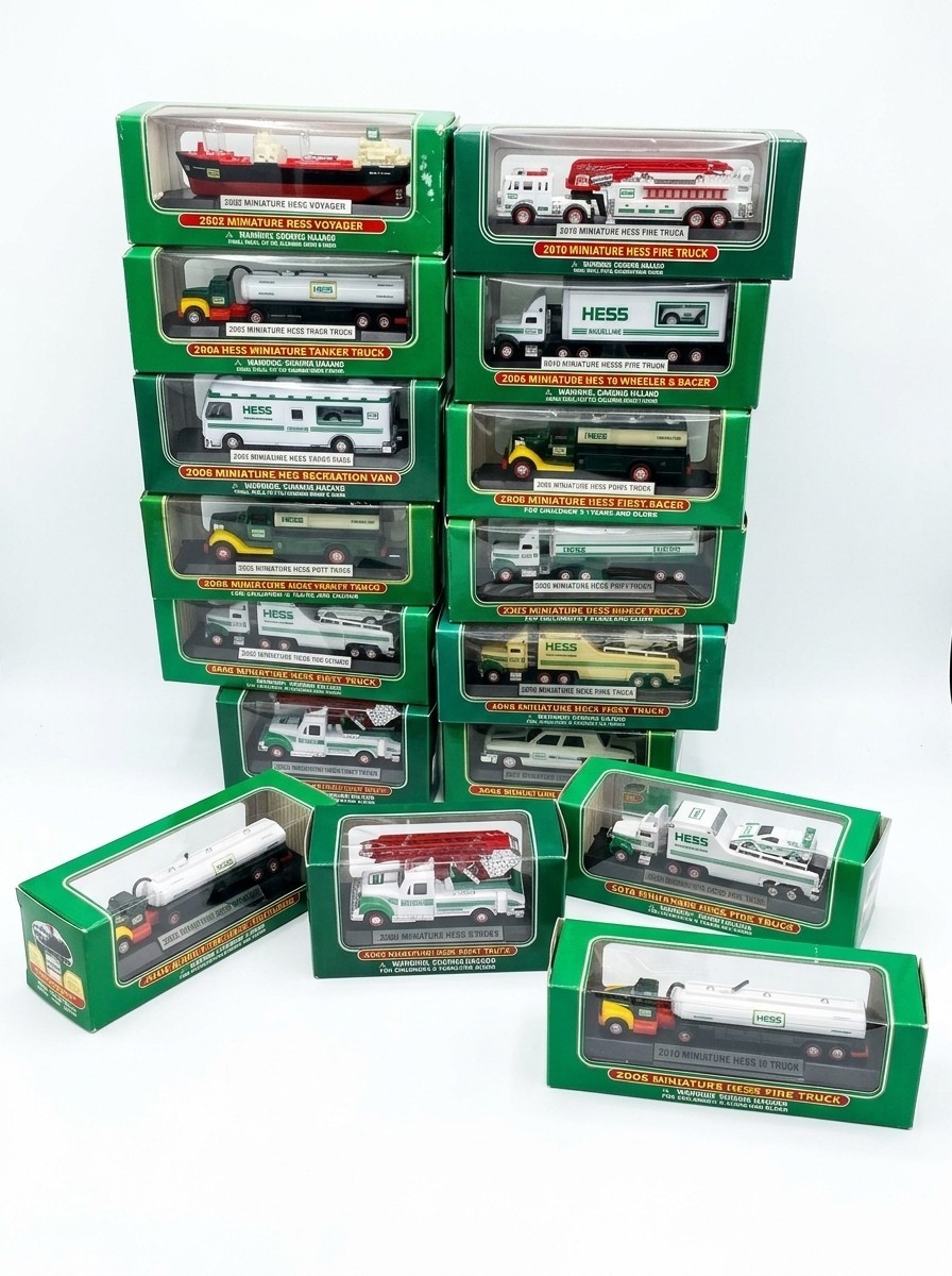 Lot of 16 Hess Miniature Trucks & Boats New In Box Vintage 1998-2010 Collection