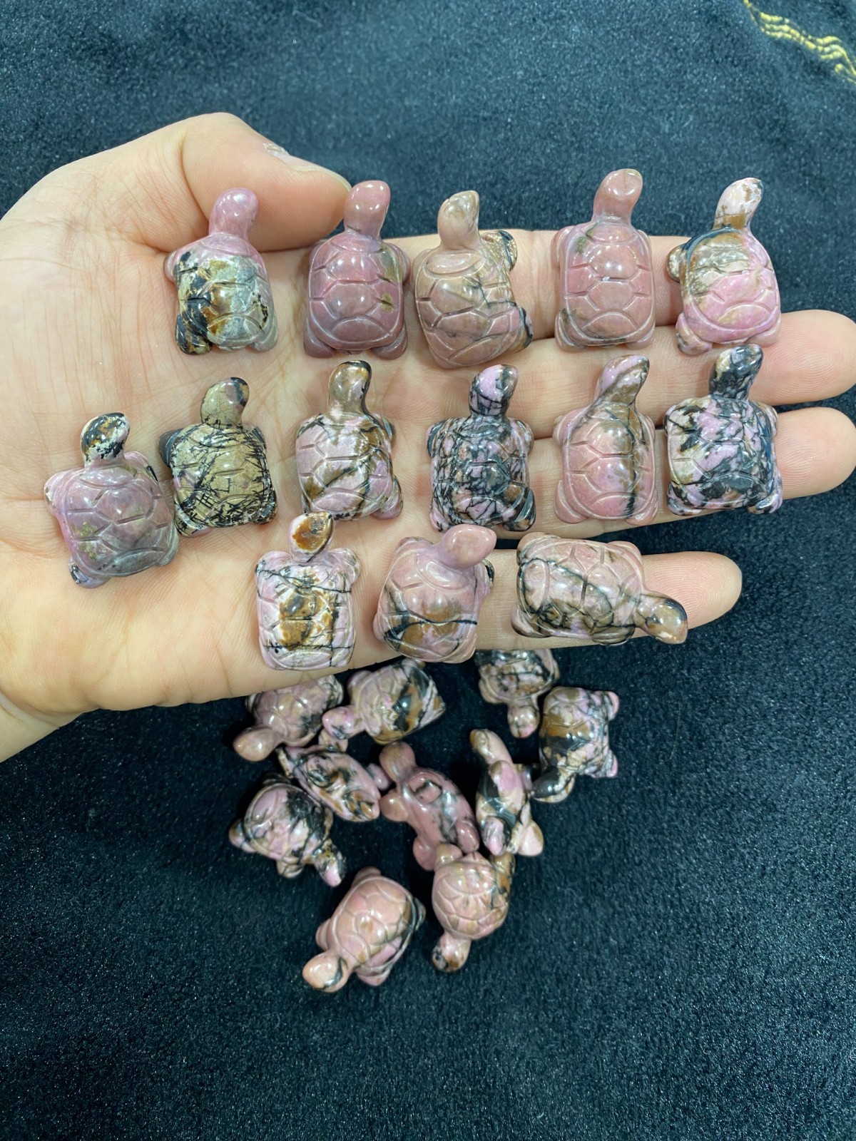 50pcs Natural Rhodonite Jasper Quartz Carved Mini Sea turtle crystal Reiki gift