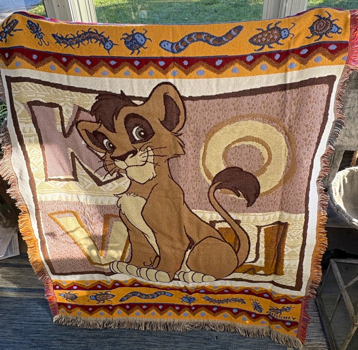 RARE Vintage 1998 Disney The Lion King II Simba’s Pride Kovu Blanket Crown Craft