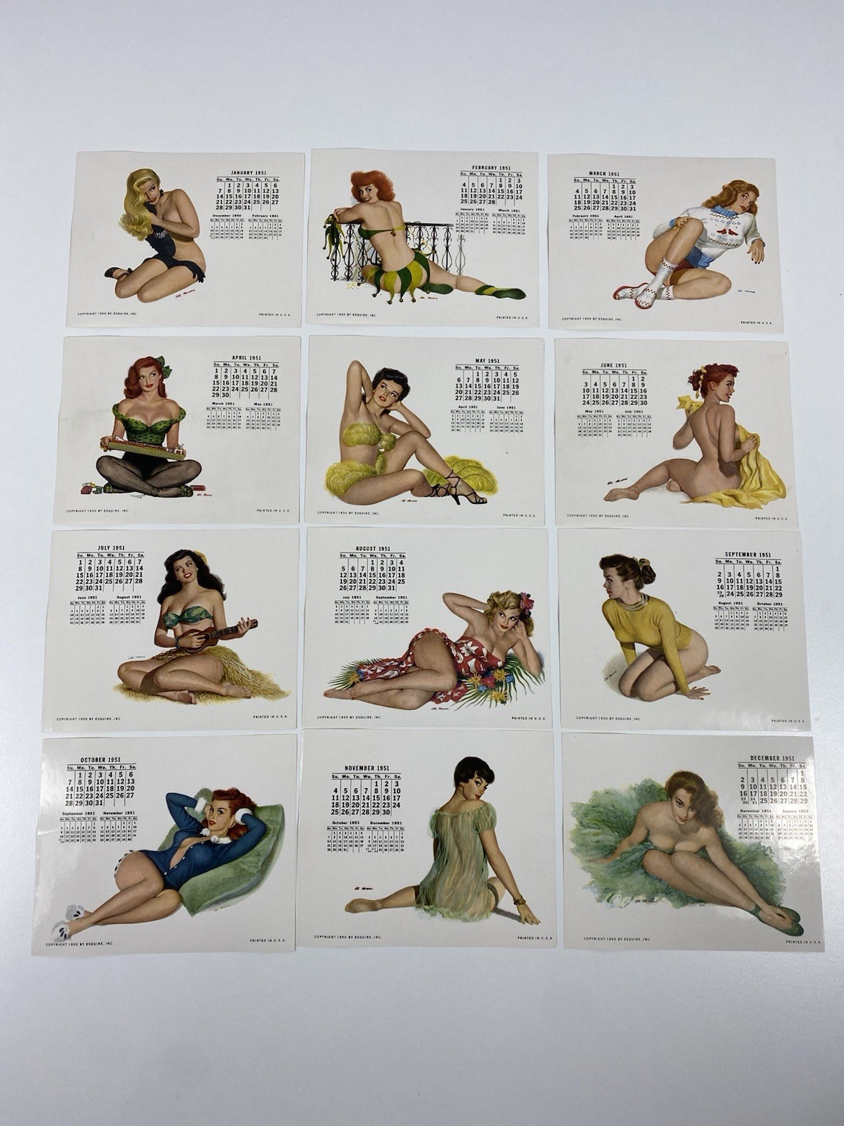 1951 Esquire Magazine Desktop Pinup Calendar Holder ~ 12 Months