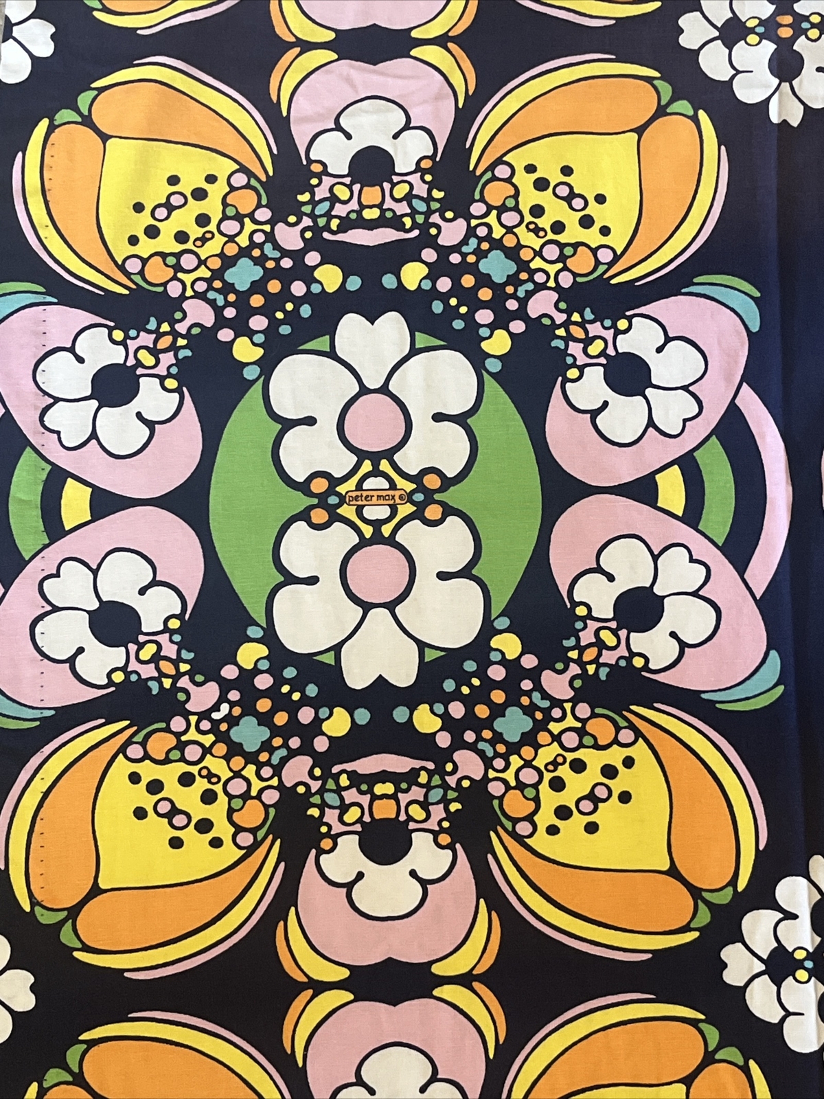 PAIR Vintage 1960s 70s PETER MAX Curtains Psychedelic MOD 2 Panels 80