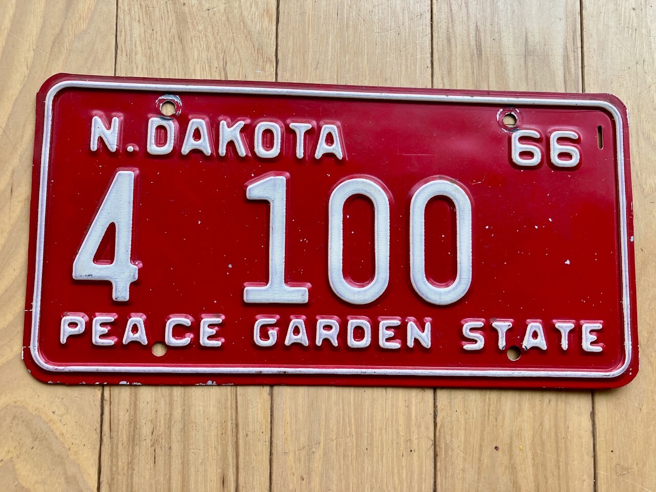 1966 North Dakota New Car Dealer License Plate
