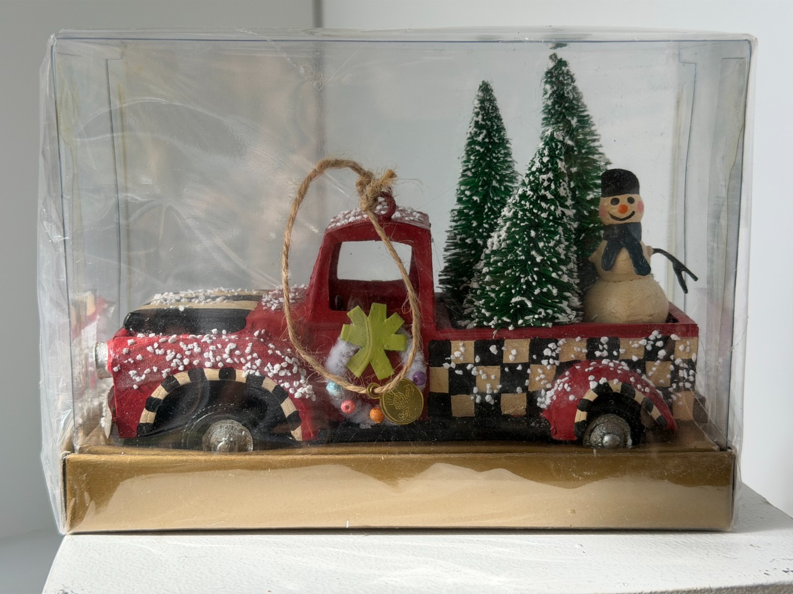 Mackenzie Child\'s Vintagr Red Pick Up Truck Ornament Sealed New