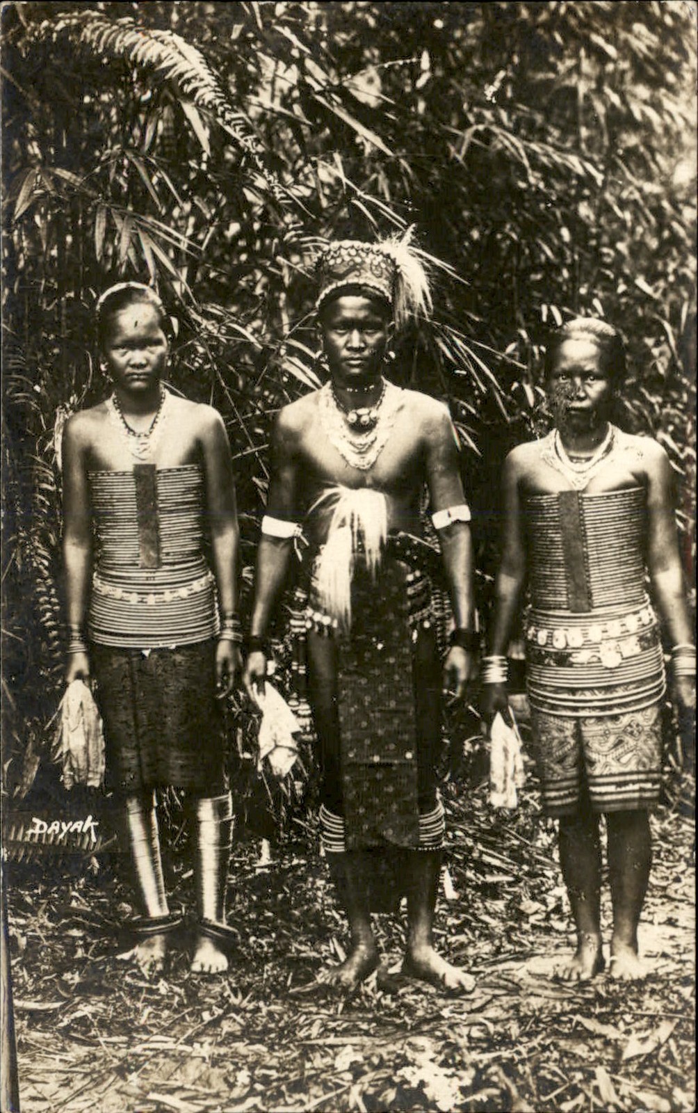 Borneo Malaysia Native Dayak People Ethnography c1910 Real Photo Postcard