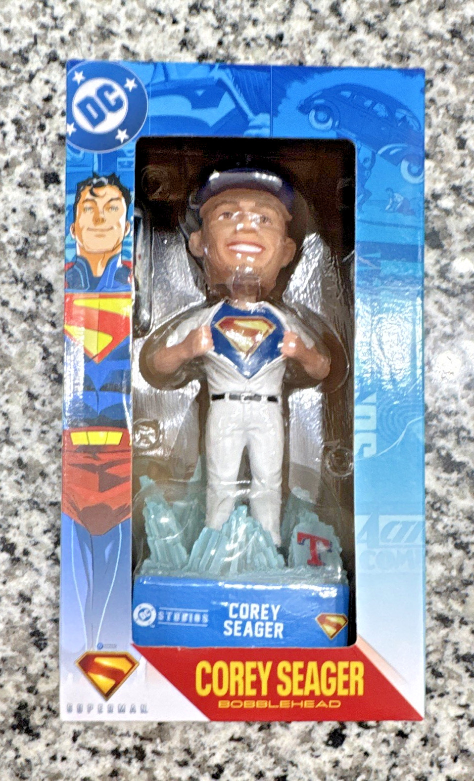 UNOPENED Corey Seager Texas Rangers Light Up Superman Boxed Bobblehead 07-20-25