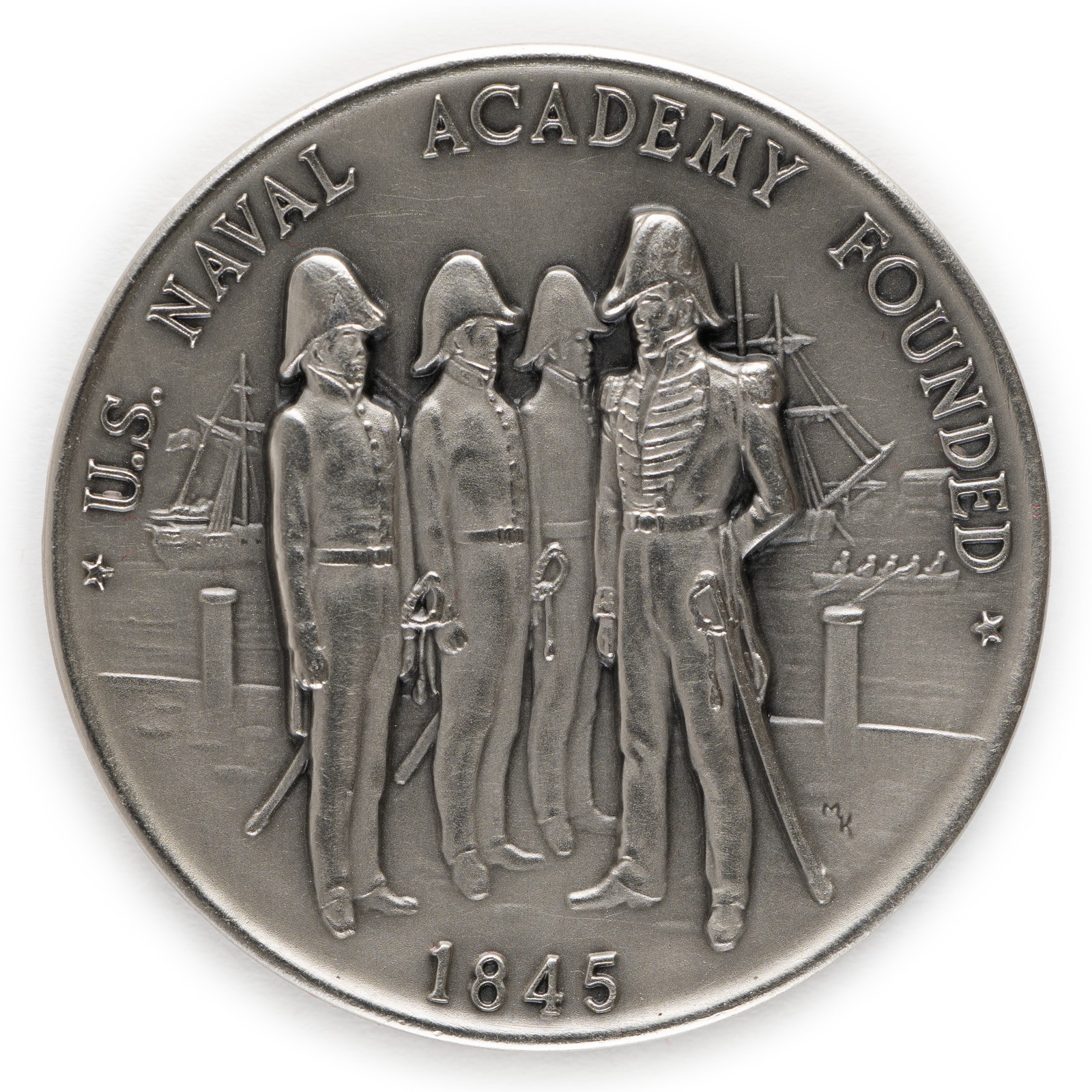 1845 U.S. Naval Academy Founded, Pewter Medal History of America Danbury Mint