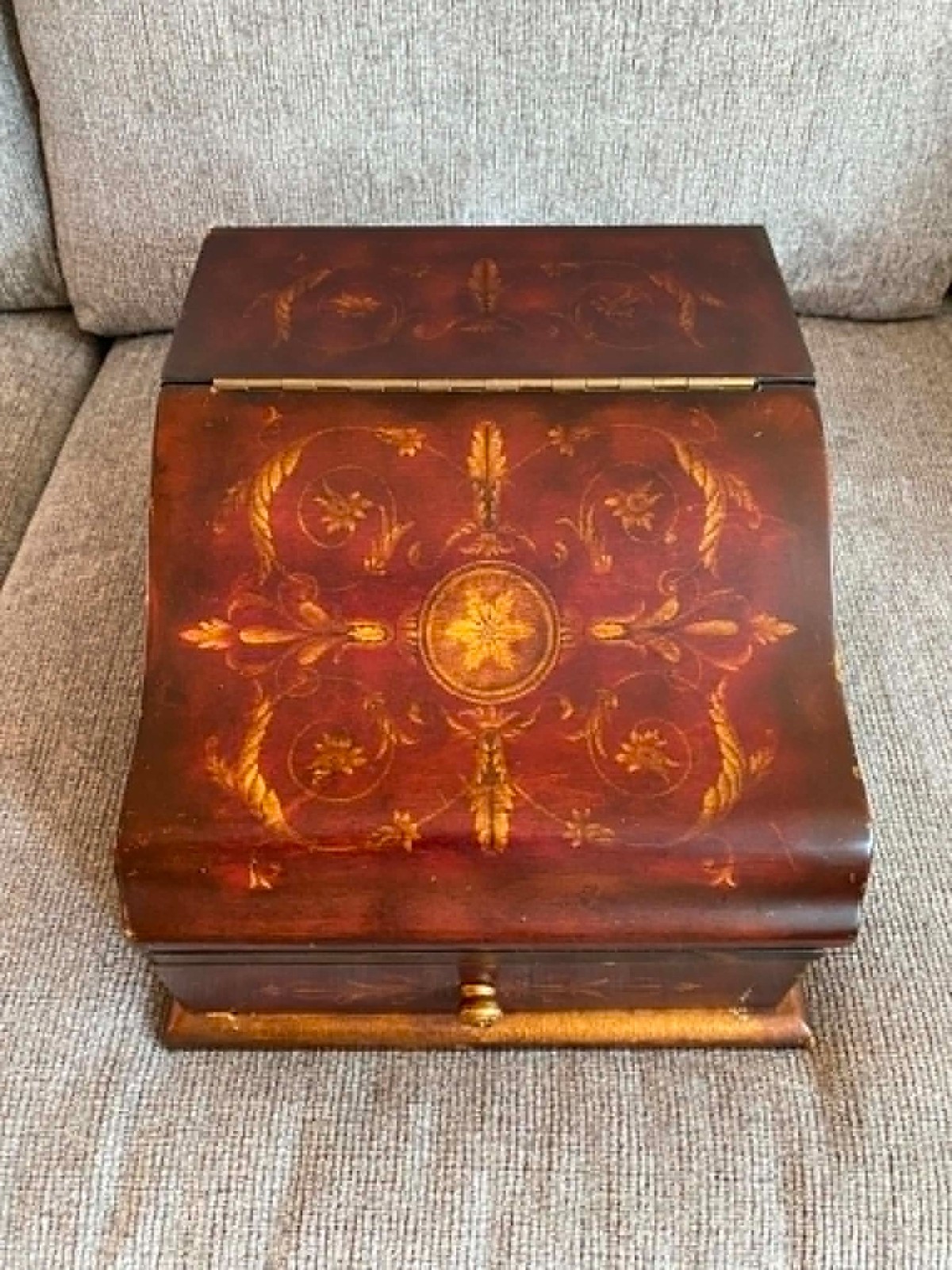 Pretty Wooden Faux Marquetry Writing Box