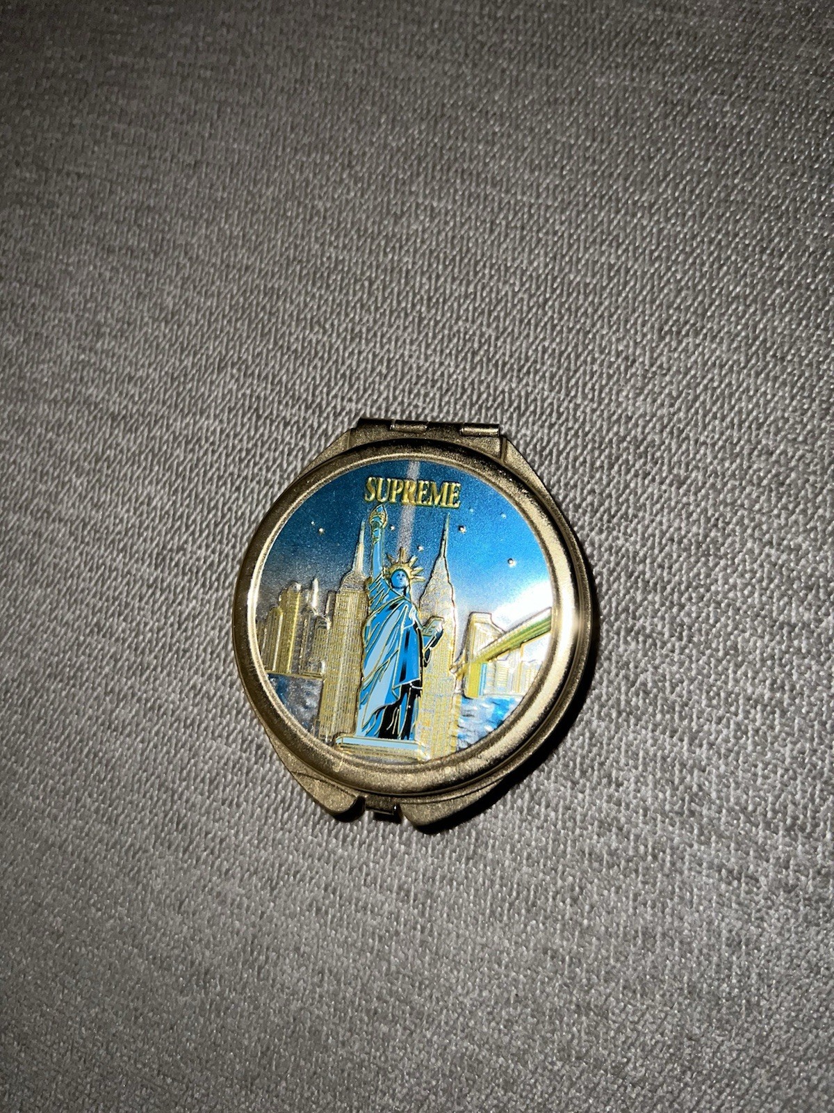 FW18 Supreme New York Gold Tone Lady Liberty Pill Box Brand New