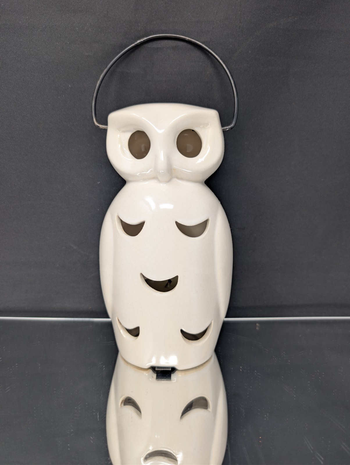 EXCELLENT & COMPLETE McCoy CERAMALITE Owl Lantern VINTAGE White Pottery