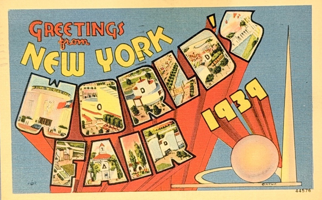 Greetings From New York World's Fair 1939 Postcard (NYWF Postmark) Linen