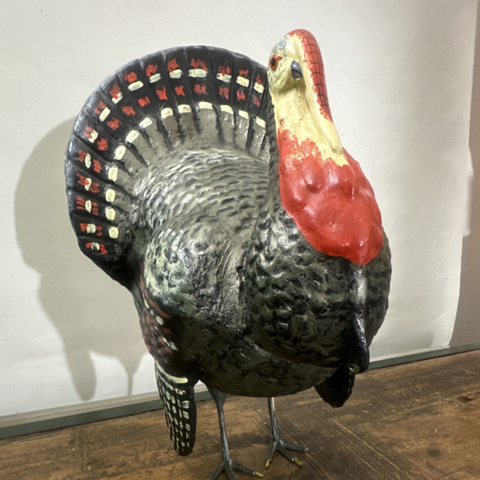 Vintage turkey candy container 12” metal legs 