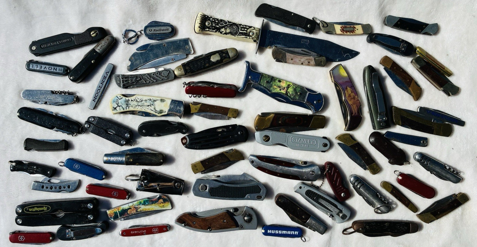 VTG Mixed Lot Pocket Knives & Multi-Tools + Fixed Blade, Steel, Liner Lock Knife