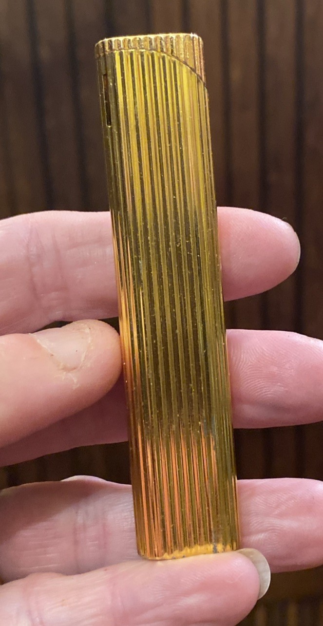 VTG Novelty Golden Thin Capri Ribbed Metal Lighter w/ 