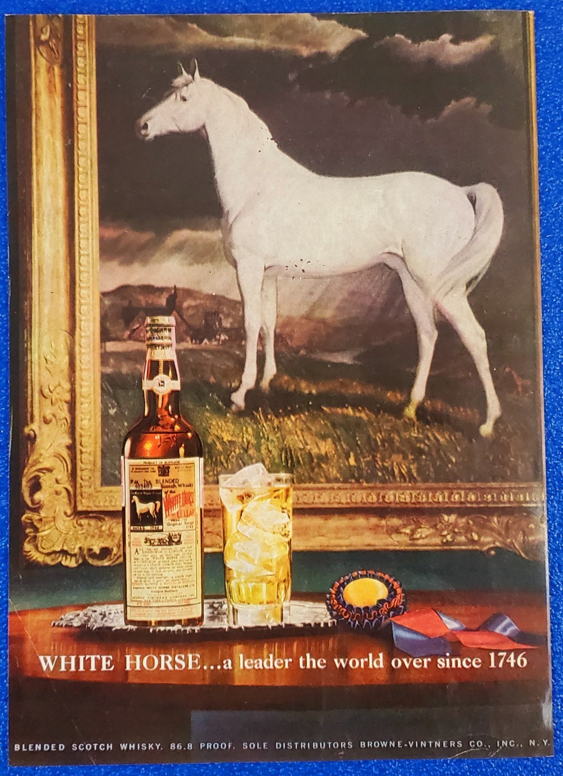 1953 WHITE HORSE FAMOUS BLENDED SCOTCH WHISKY VINTAGE ORIGINAL LIQUOR PRINT AD
