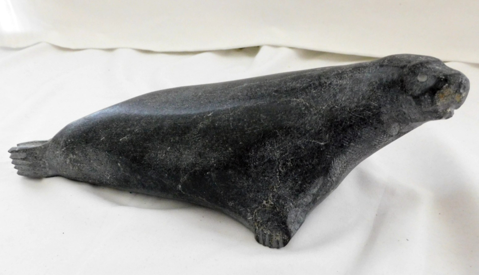 Authentic Inuit Art Serpentine Carving Seal-Hand Carved-10
