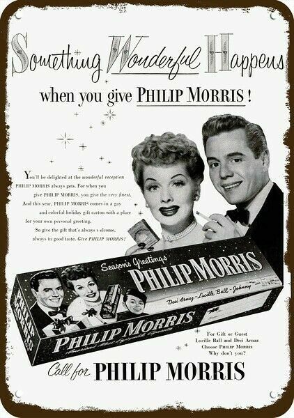 1952 I LOVE LUCY & DESI Philip Morris Vintage-Look DECORATIVE REPLICA METAL SIGN