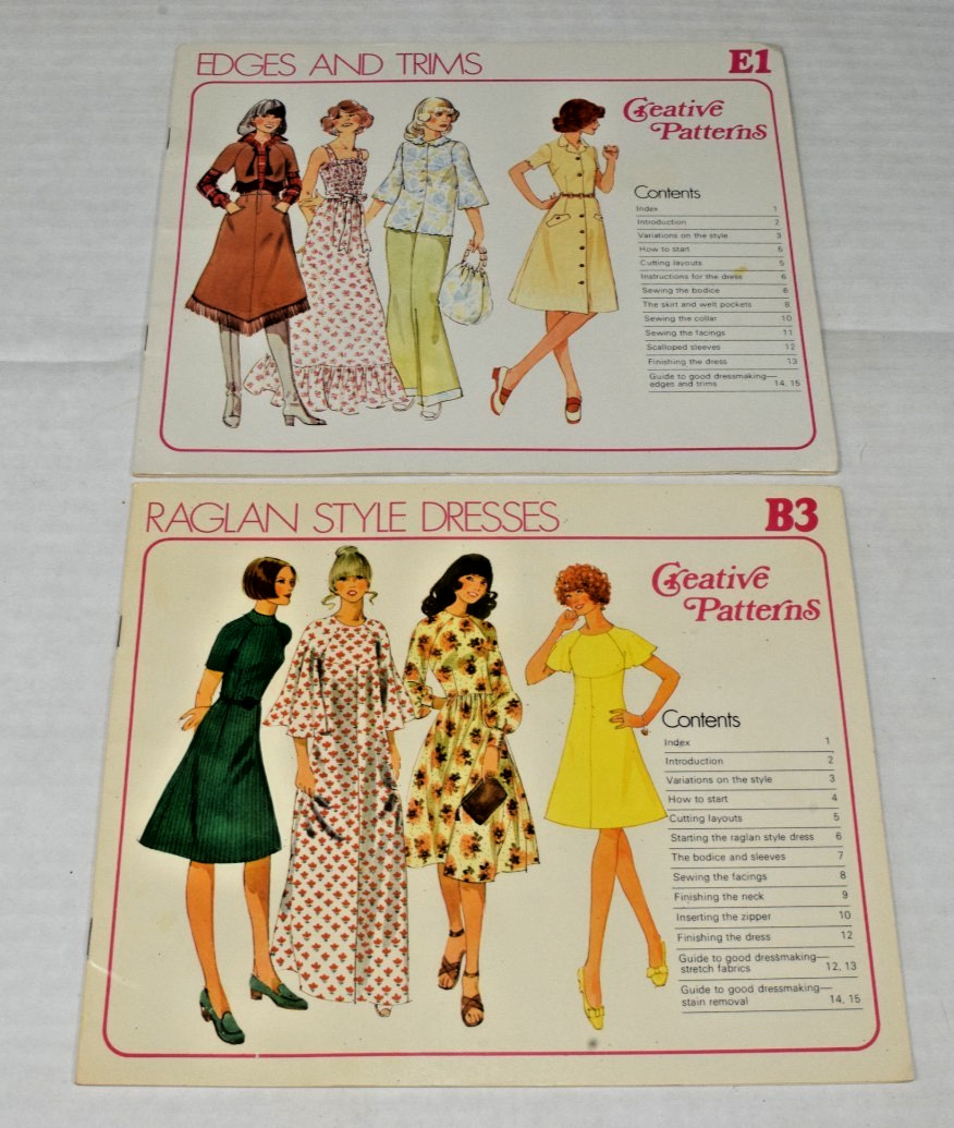 Vintage Creative Patterns Sewing Guides 1976 1977 Raglan Dresses Edges And Trims