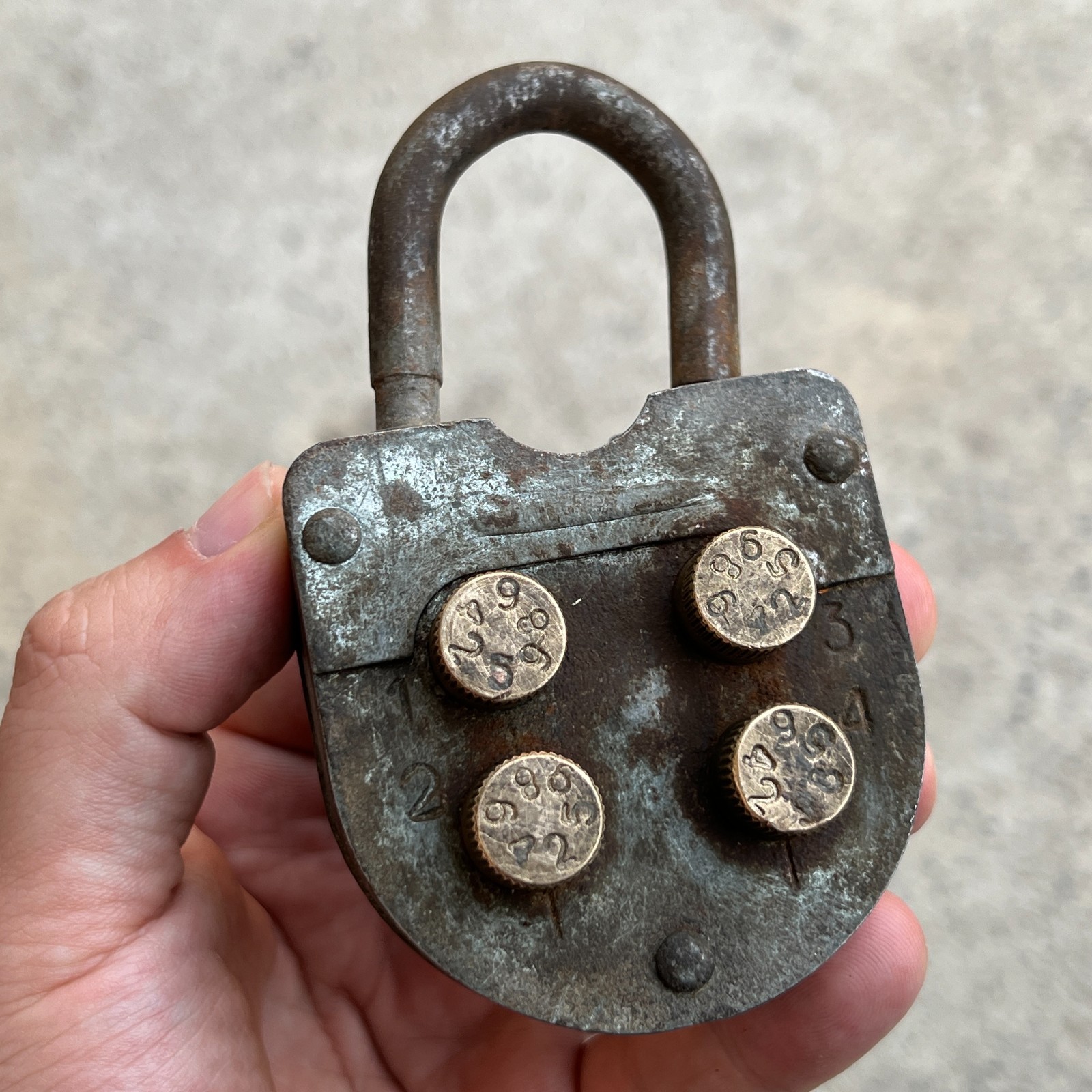 Old Vintage Russian Soviet USSR Military Padlock Lock.