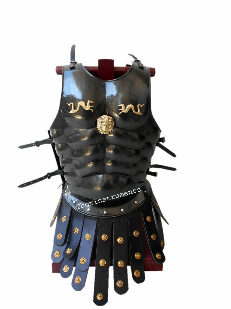 ROMAN MUSCLE ARMOUR CUIRASS BLACK MUSCLE W/APRON BELT Christmas COSTUME NEW GIFT